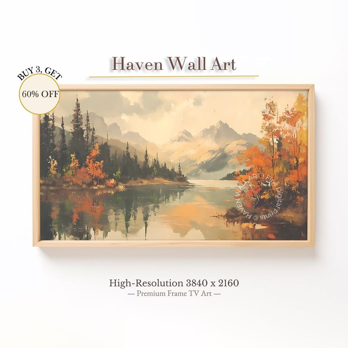 Orange Autumn Birch Trees Reflecting On Mountain Lake Poster