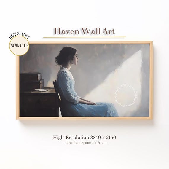 Vintage Woman Frame Tv Art Moody Summer Interior Portrait For Samsung Victorian Tuv064