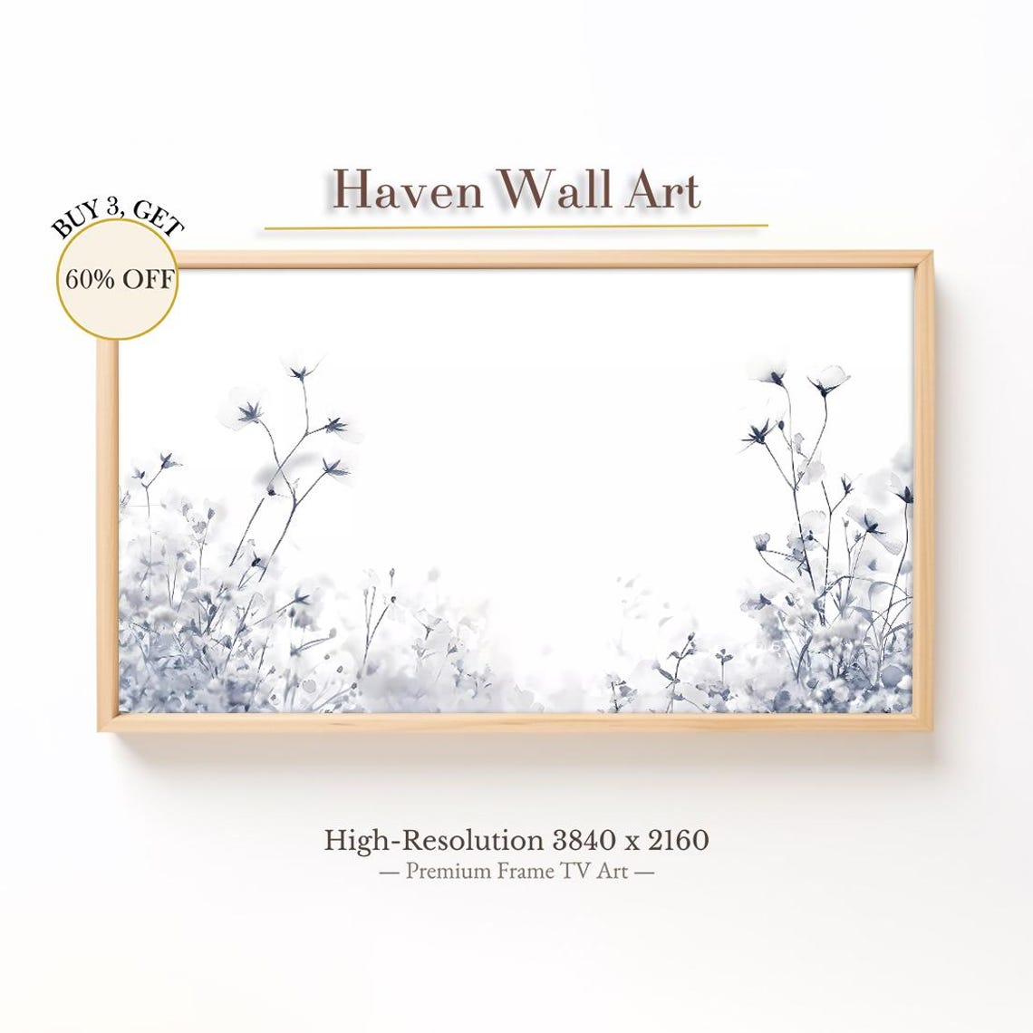 Minimalist Ink Wildflowers Black and White Modern Botanical Poster