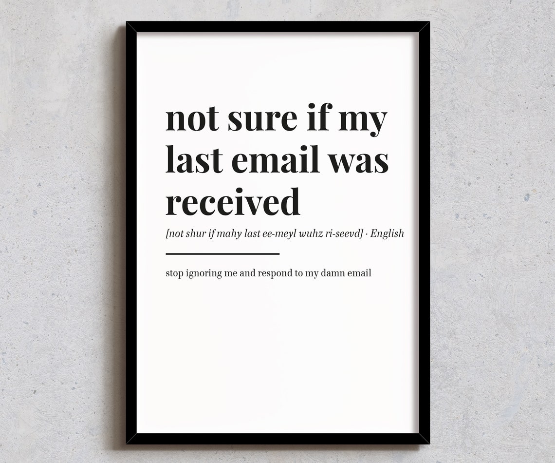 Not Sure If My Last Email Was Received Funny Definition Office Poster