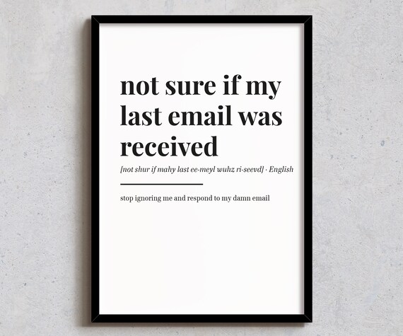Not Sure If My Last Email Was Received Funny Definition Office Poster
