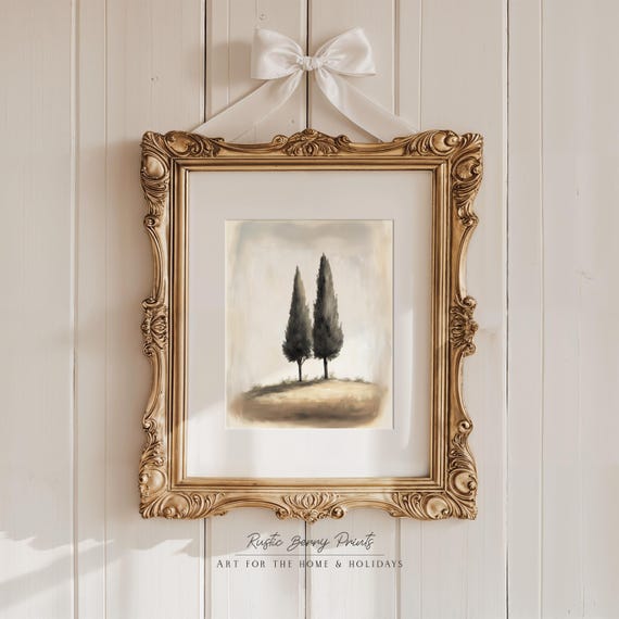 Vintage Trees Landscape Art Print Wall Art Wall Decor Vintage Print Cottagecore Academia Art