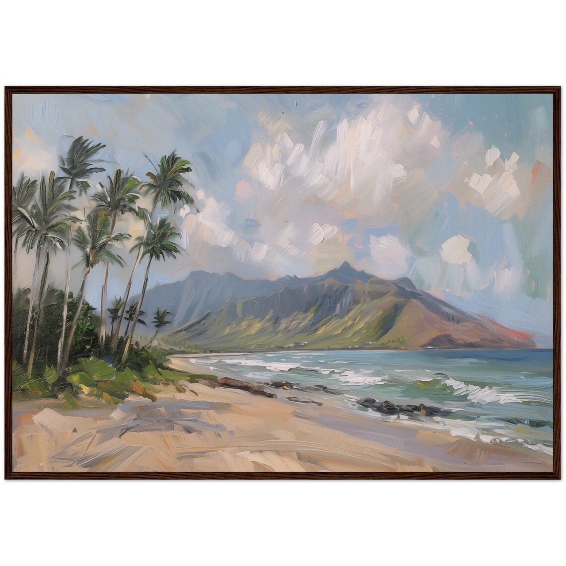 Hawaii Oil Painting Landscape, Rustic Country Art Print