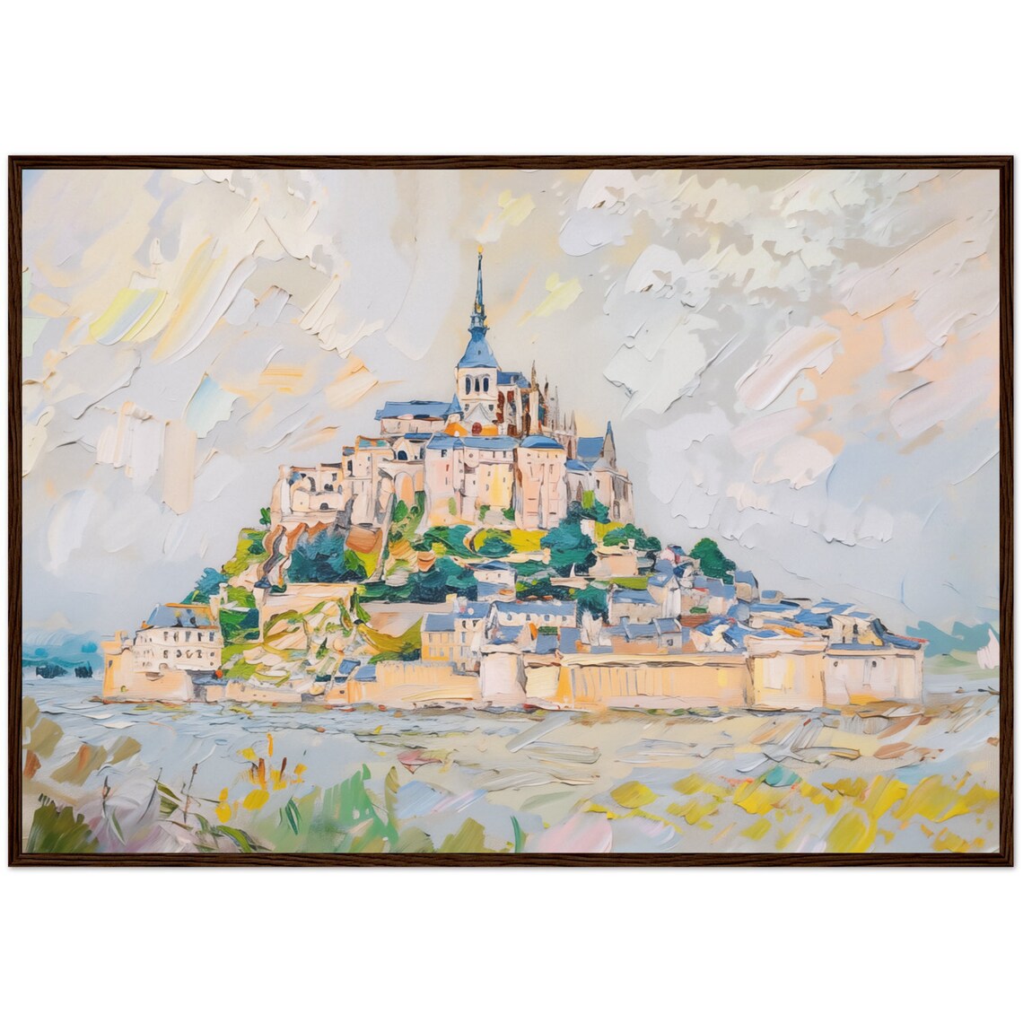 Mont Saint-Michel Oil Painting, France Travel Poster