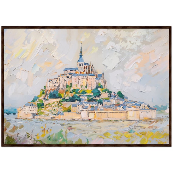 Mont Saint-Michel Oil Painting, France Travel Poster