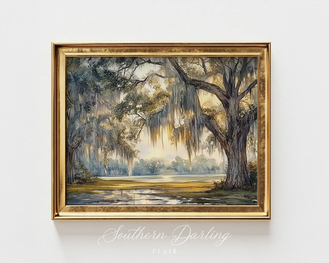 Live Oak Tree Southern Landscape Art Print