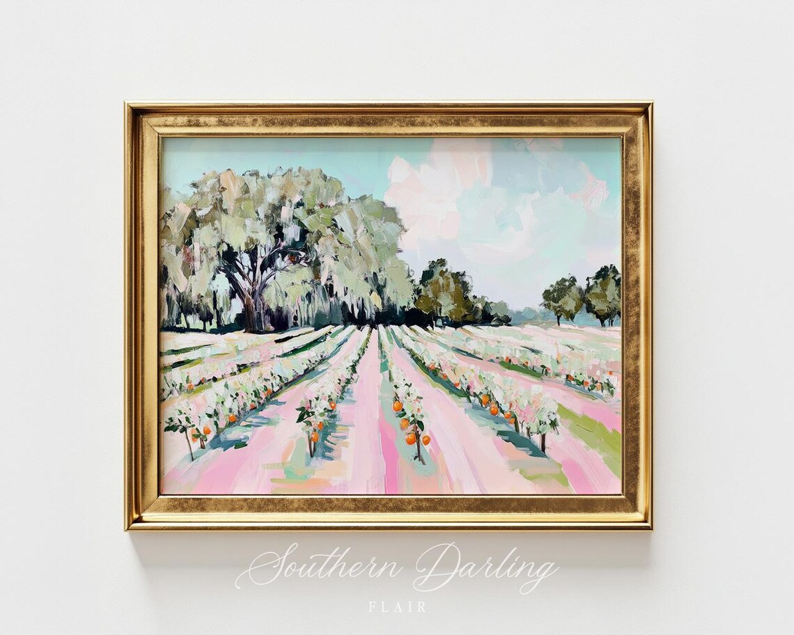 Florida Orange Grove, Grandmillennial Art Print
