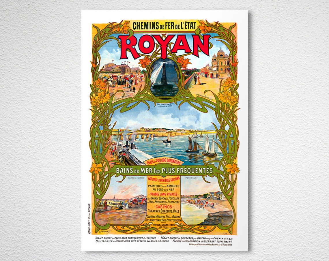 Royan Chemins de Fer de lEtat Vintage French Seaside Beach Poster - Image 2