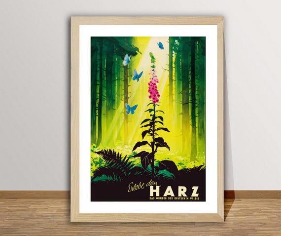 Erlebe Den Harz Das Wunder Des Deutchen Waldes Germany Vintage Travel Poster Travel Art Print Gift Idea Wall Decor