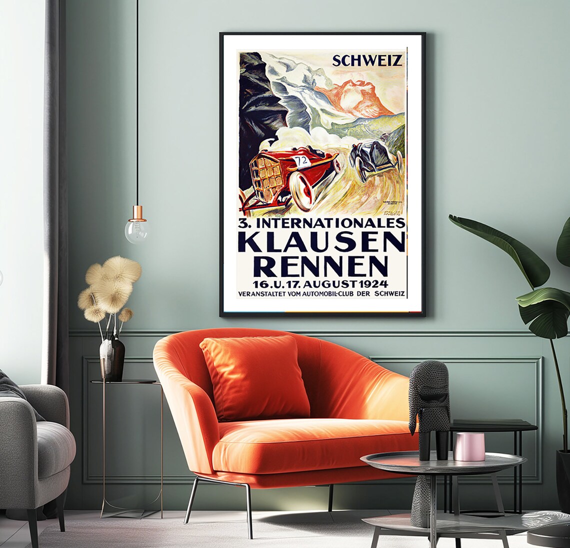 Klausenrennen 1924 Swiss Alpine Hill Climb Vintage Motor Race Poster