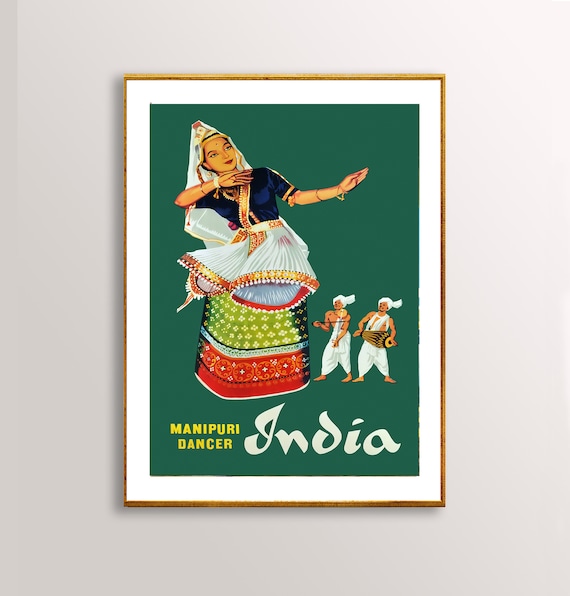 India Manipuri Dancer Vintage Travel Poster Poster Paper Or Print Gift Idea Wall Decor