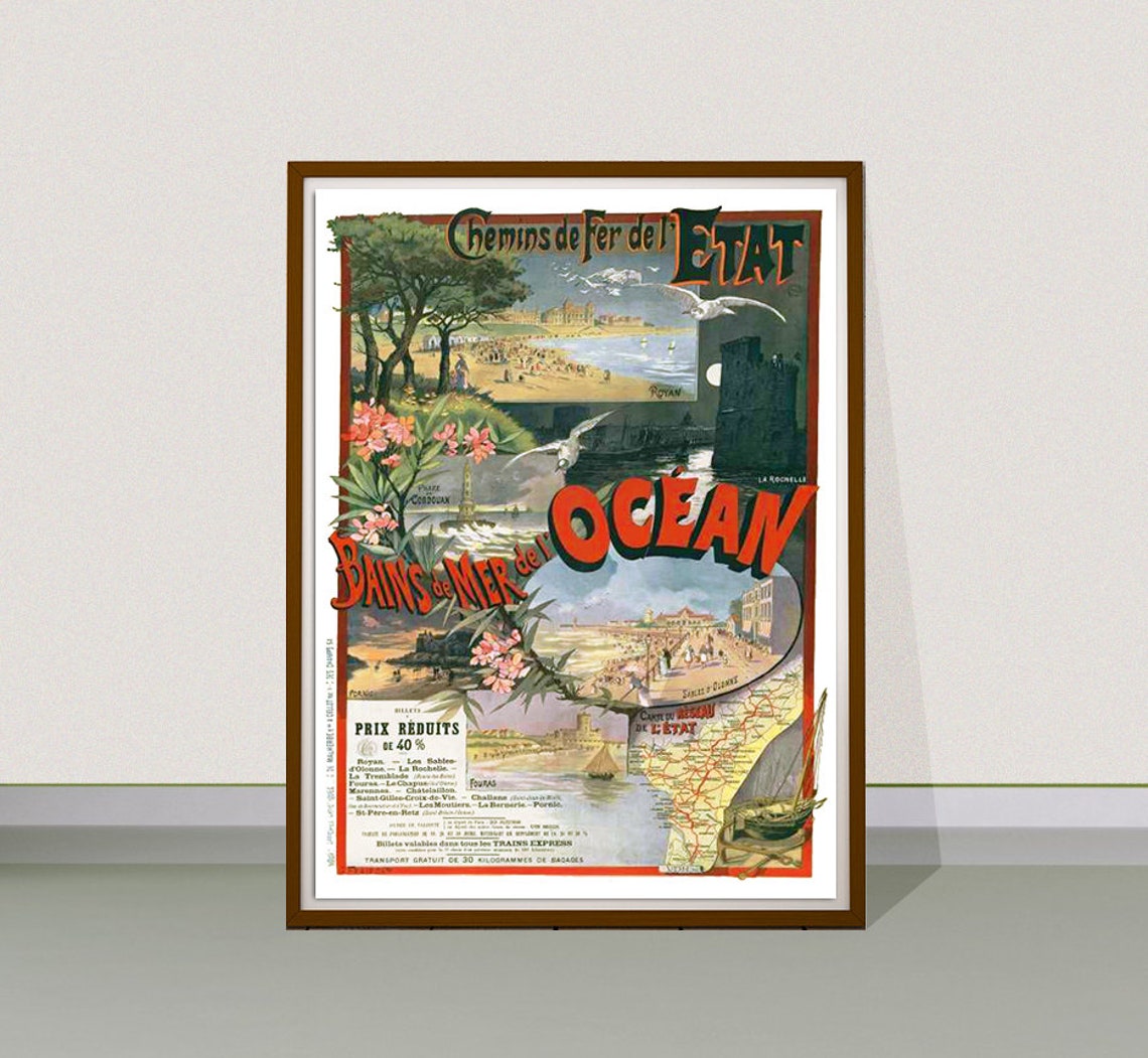 Bains De Mer De LOcean French Atlantic Coast Railway Travel Poster - Image 2