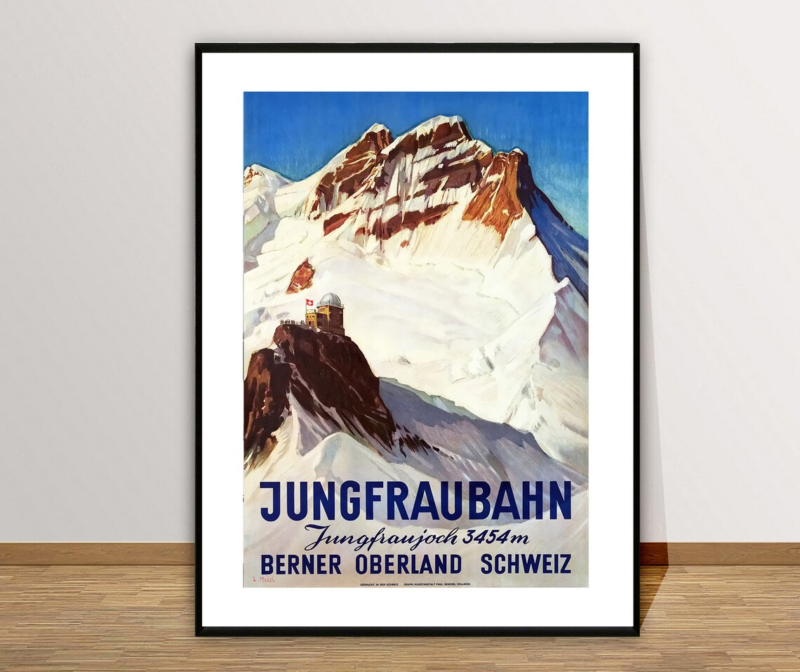 Jungfraubahn Oberland Bernois Suisse Vintage Travel Poster - Image 2