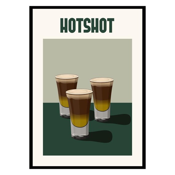 Hotshot Layered Cocktail Shots Retro Fun Bar Kitchen Poster Art