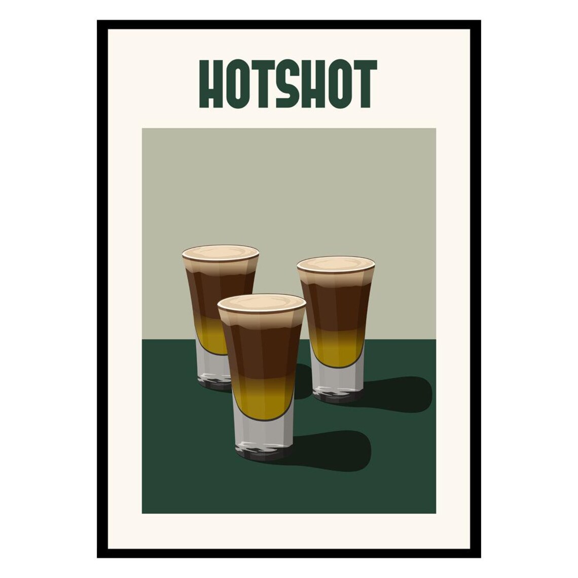 Hotshot Layered Cocktail Shots Retro Fun Bar Kitchen Poster Art
