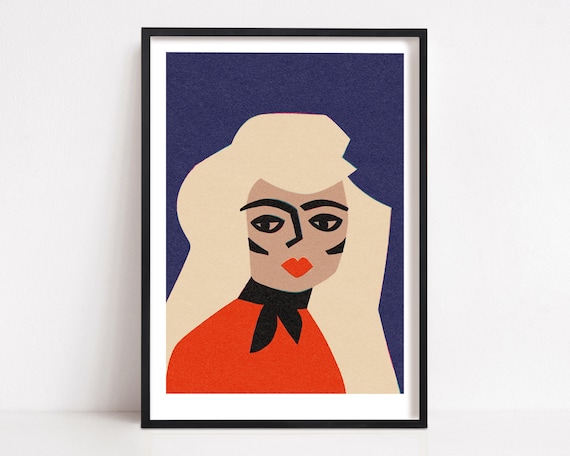 Blonde Woman Portrait Poster, Strong Female Bedroom Art