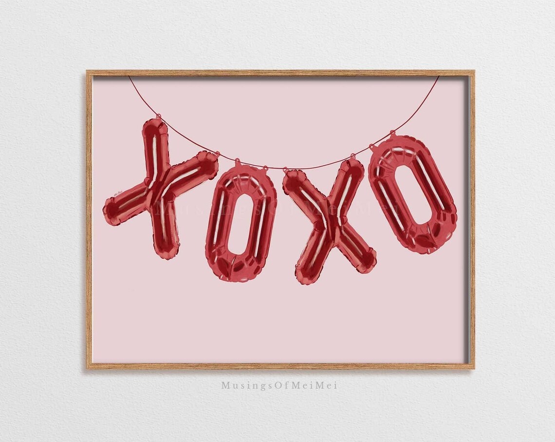 XOXO Red Foil Balloon Banner Garland Valentine's Day Party Love Poster