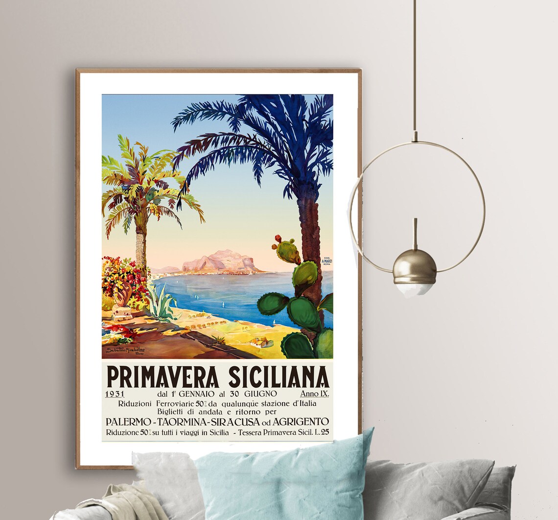 Primavera Siciliana Italy Vintage Travel Poster - Image 2