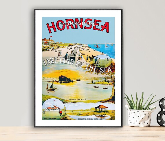 Hornsea Yorkshire Lake Land by the Sea Vintage Travel Poster