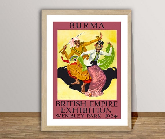 Burma British Empire Exhibiton Wembley Park Vintage Travel Poster Poster Paper Or Print Gift Idea Wall Decor