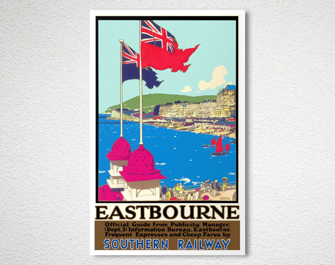 Eastbourne Beach Vintage Southern Railway English Seaside Poster - Image 2