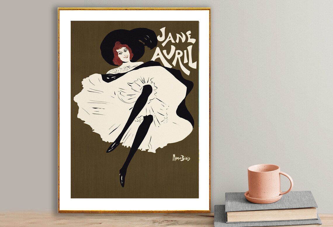 Jane Avril French Cancan Dancer Poster Vintage Paris Cabaret Art