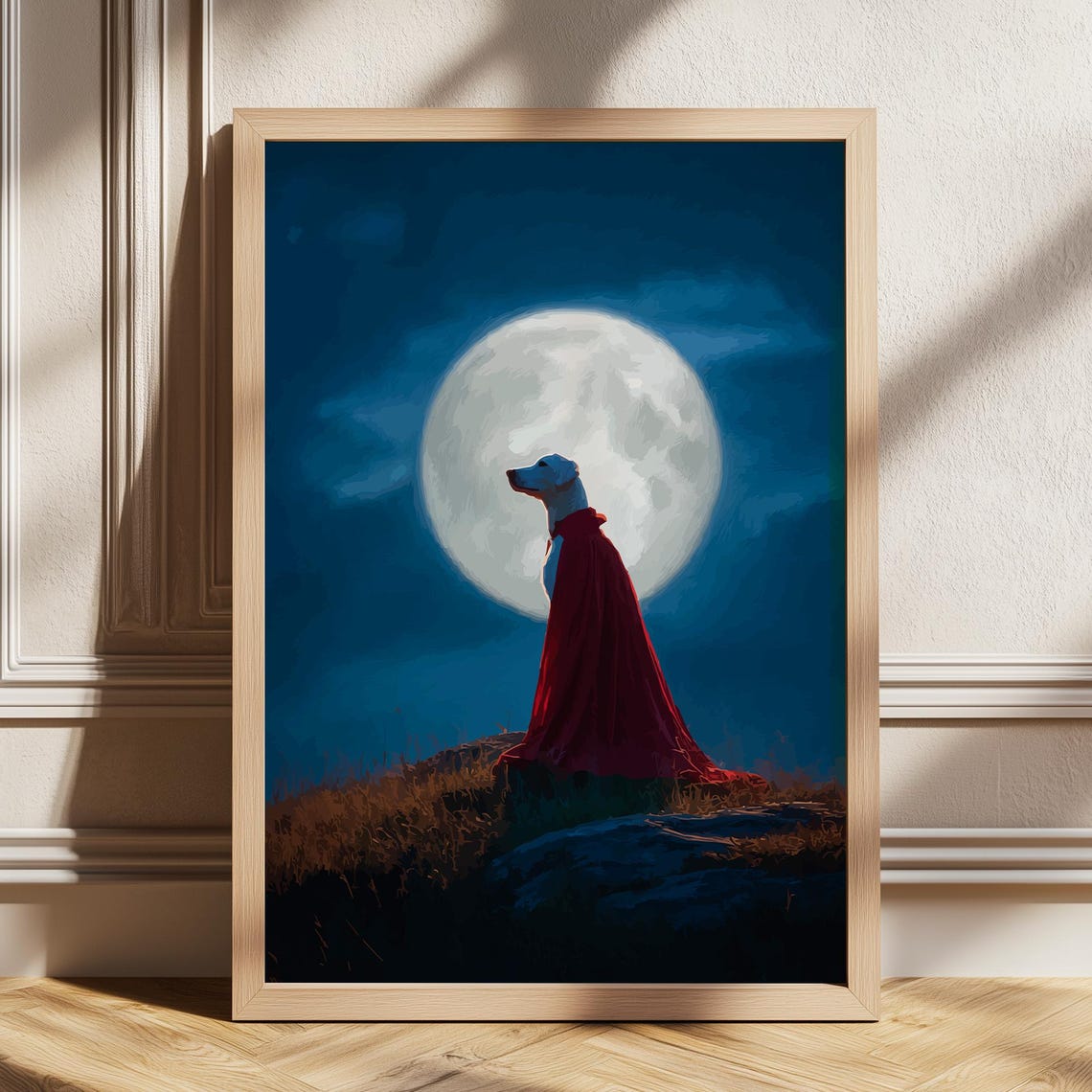 Vampire Dog Poster Art Print Funny Halloween Wall Spooky Decor