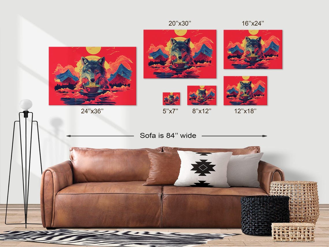 Maximalist Eclectic Ramen Wolf Print Bold Altered Animal Portrait Fantasy Fun Colorful Renaissance Rustic Art - Image 3