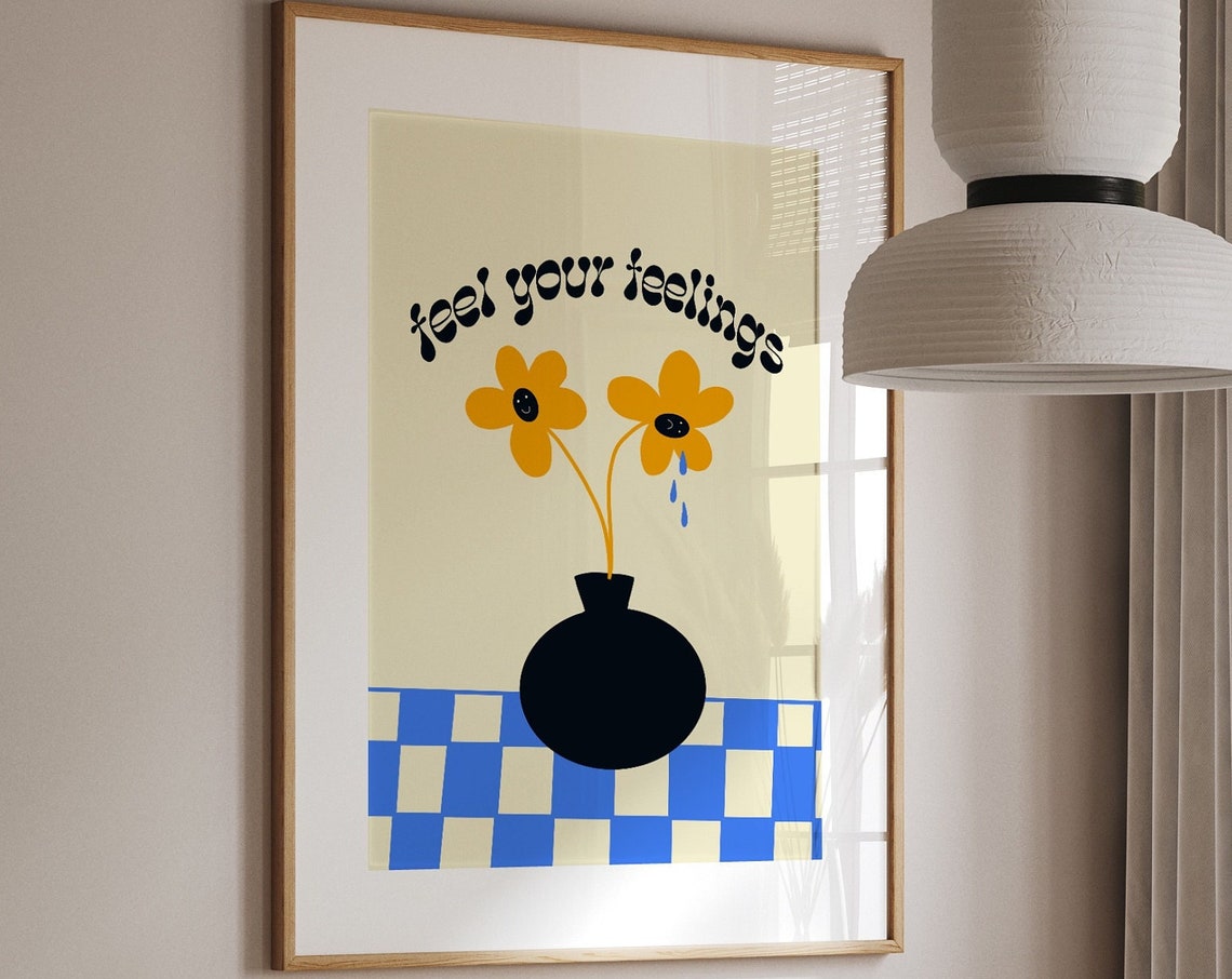 Feel Your Feelings Quote Poster With Crying Yellow Flowers Design - Image 2