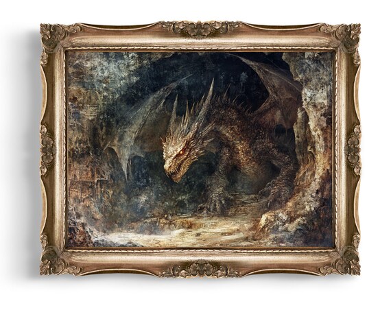Dragon Wall Art Fantasy Print Cave Decor Home Instant