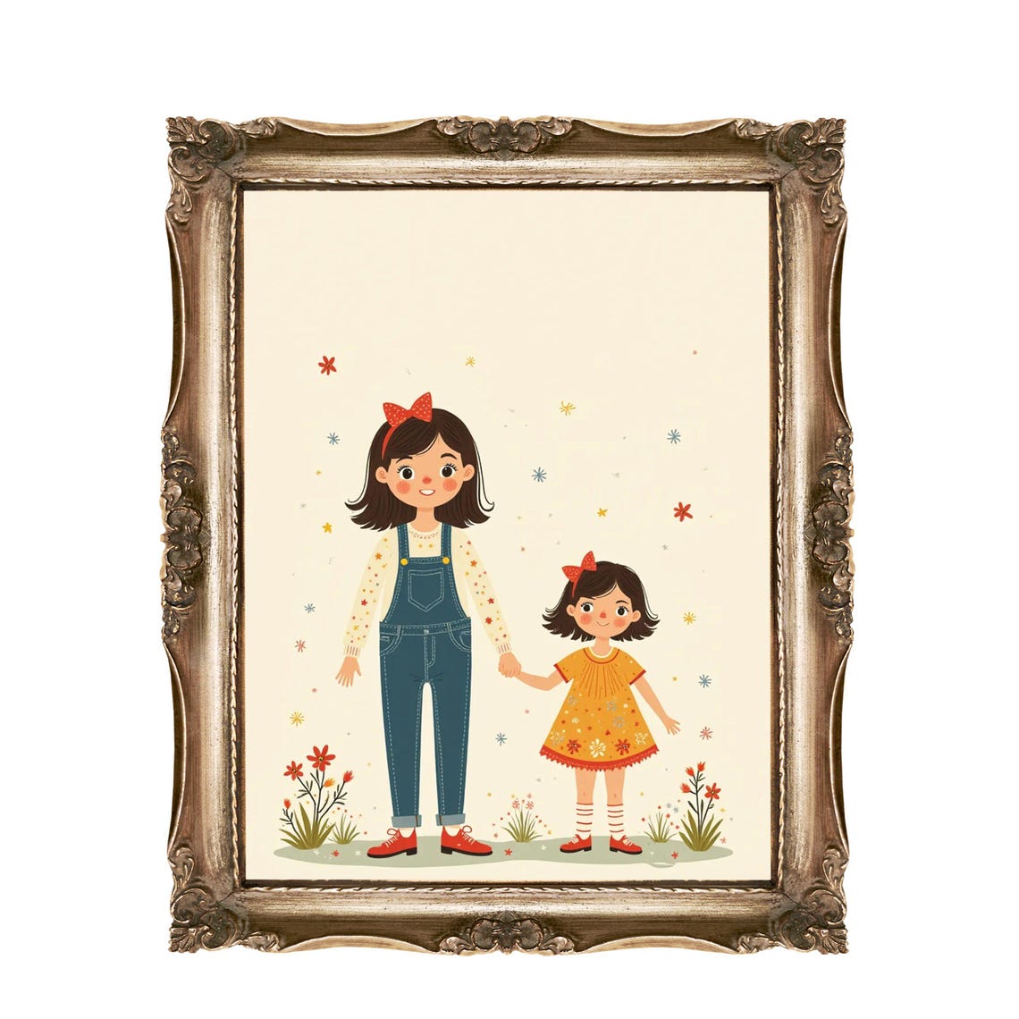 Sisterly Love Wall Art For Kids Nursery Decor Girls Room Illustration Includes 7 Files