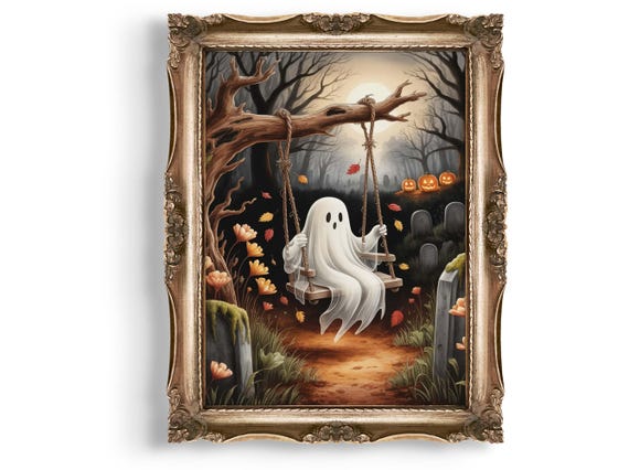Halloween Wall Art Spooky Season Decor Cute On Swing Decoration Fall