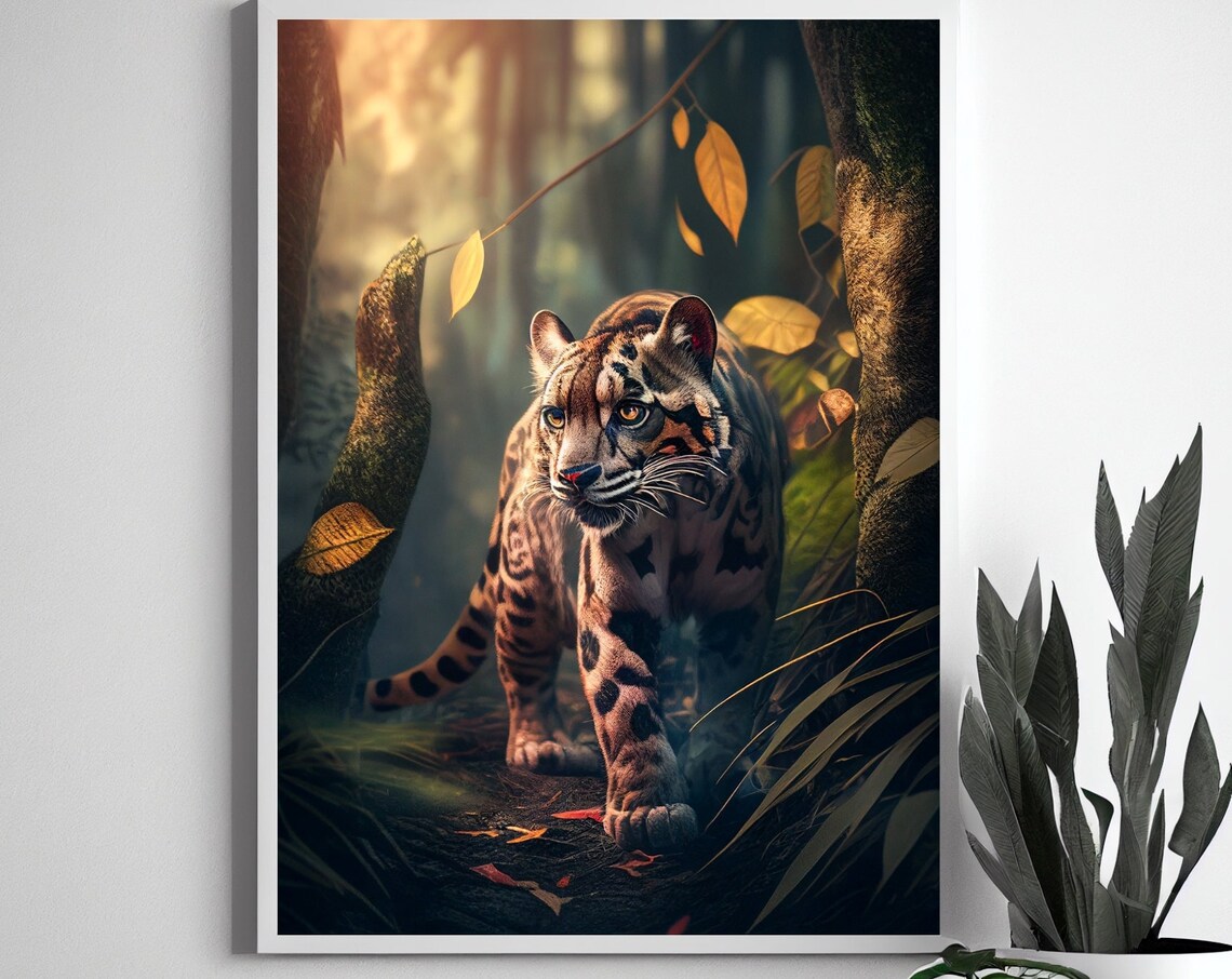 Clouded Leopard, Big Cat Animal Art Print - Image 2