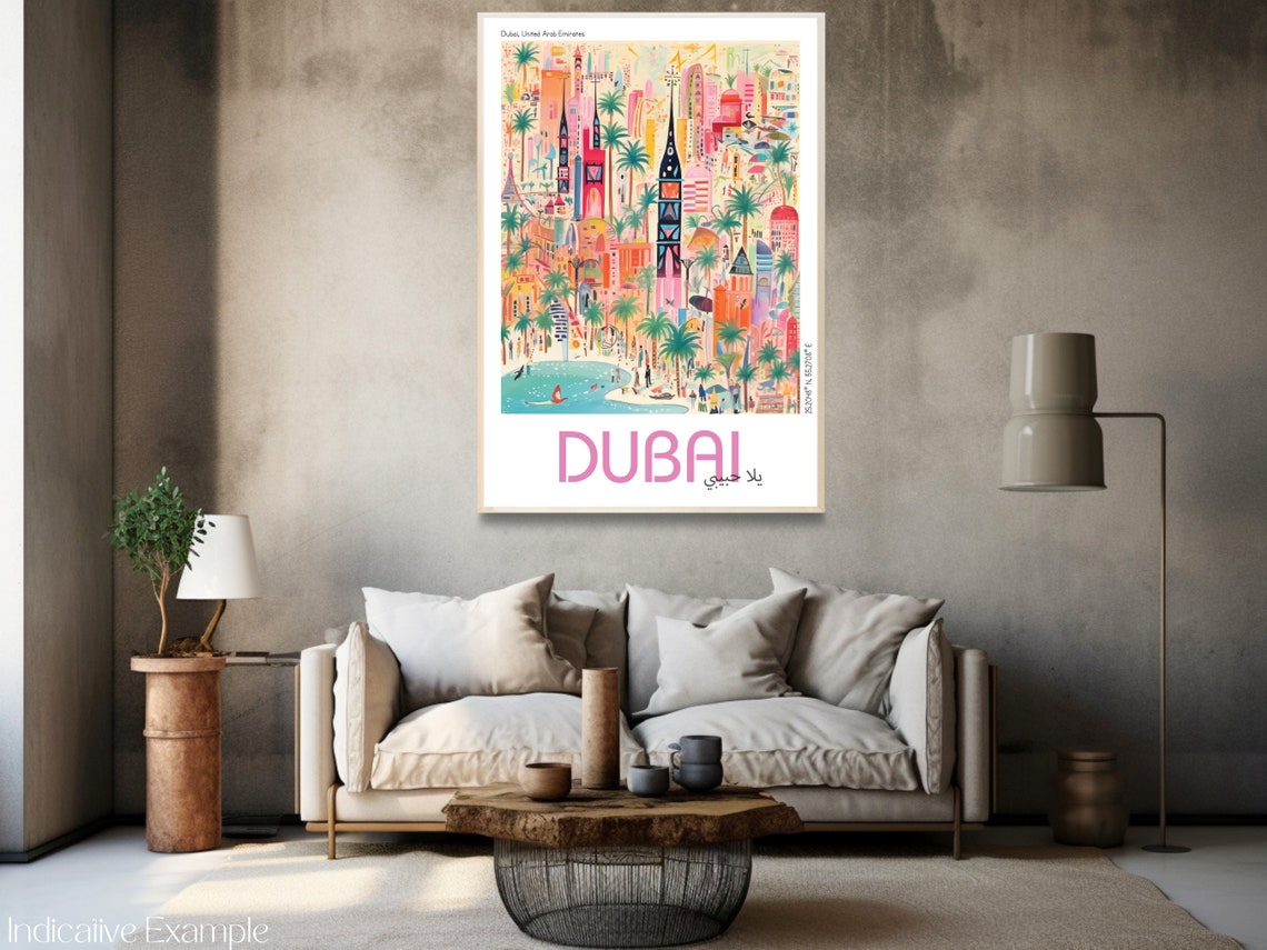 Dubai United Arab Emirates Palm Beach Modern Illustrated Travel Poster - Image 3