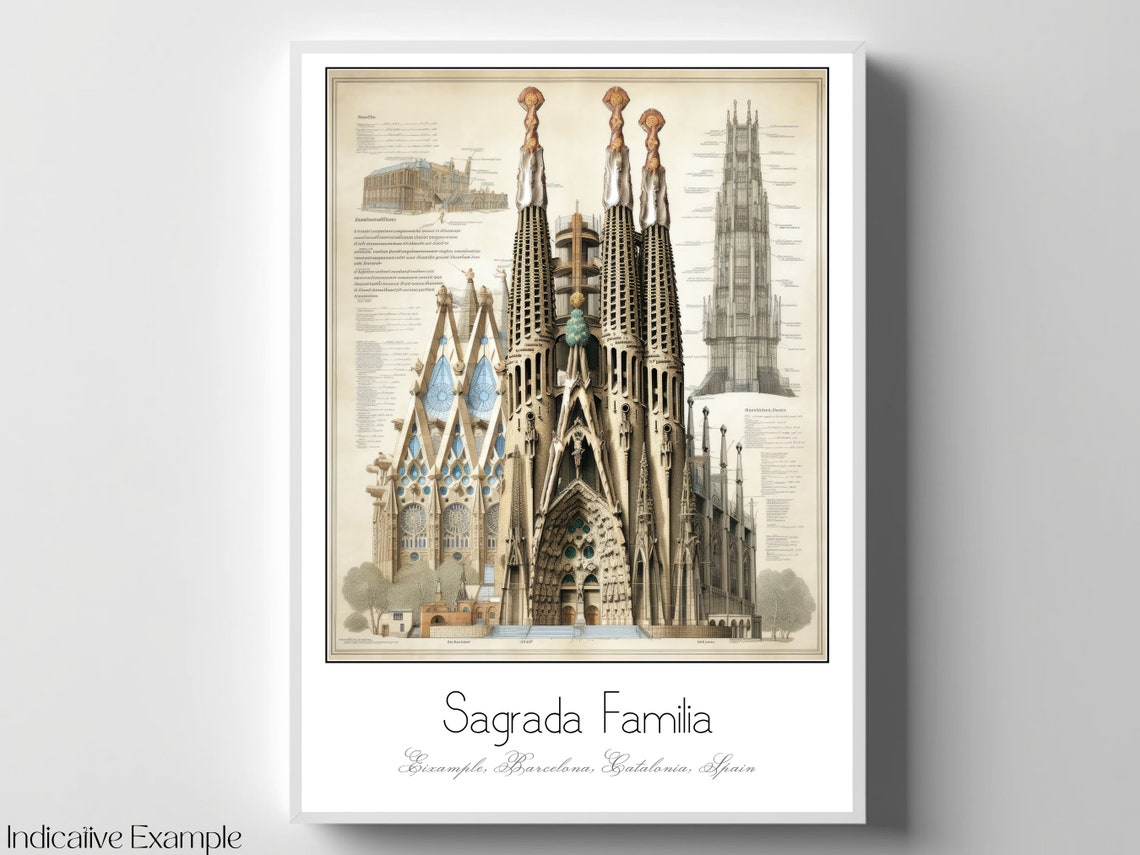 Sagrada Familia Barcelona Gaudi Architectural Study Art Poster - Image 4