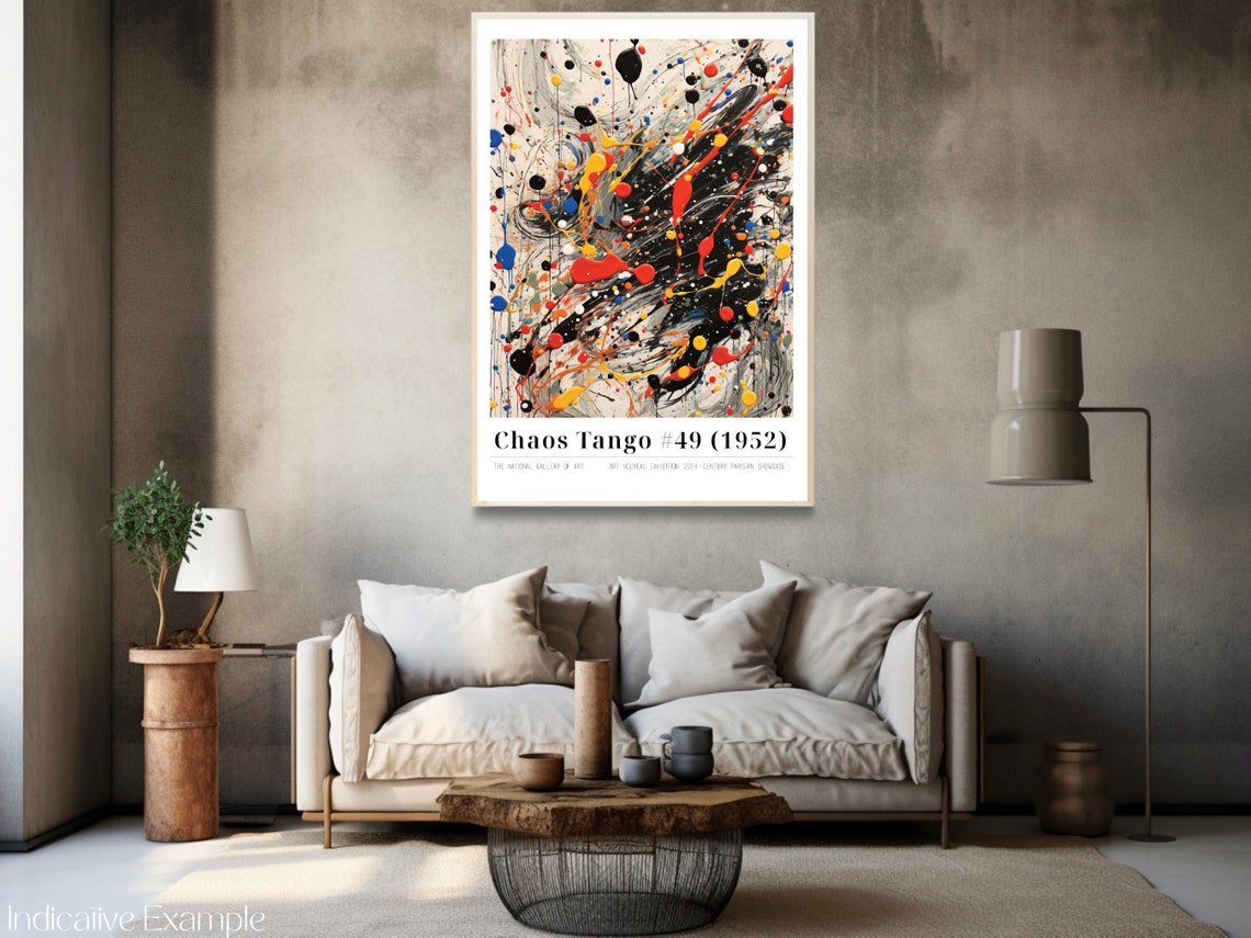 Chaos Tango 49 Pollock Inspired Black Red White Splatter Poster - Image 3