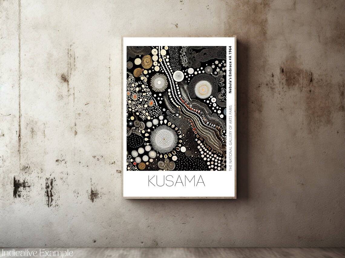 Kusama Nebula Embrace 1964 Black Gold Cosmic Dot Field Art Poster - Image 2