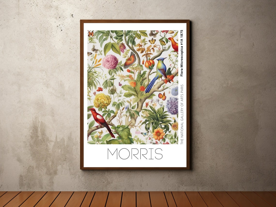 William Morris Flora Microscopica 1875 Bird Botanical Art Poster