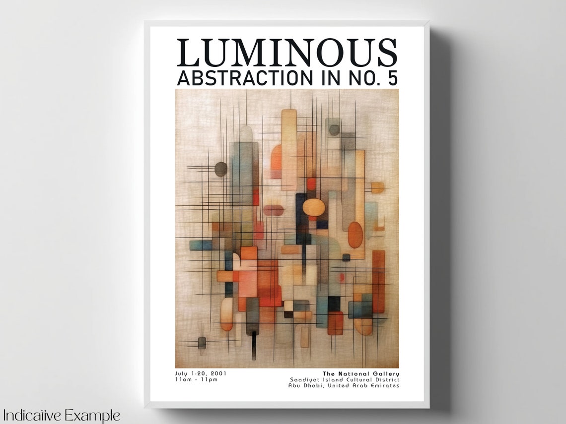 Luminous Abstraction No 5 Soft Beige Modern Geometric Line Poster - Image 4