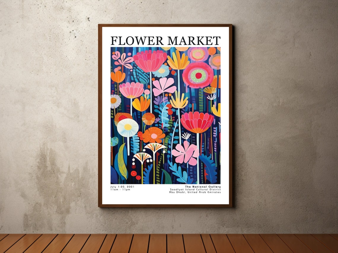Flower Market Poster Flower Market Print Botanical Wall Art Exhibition Posters Prints Henri Matisse Vintage Flowers Floral Painting