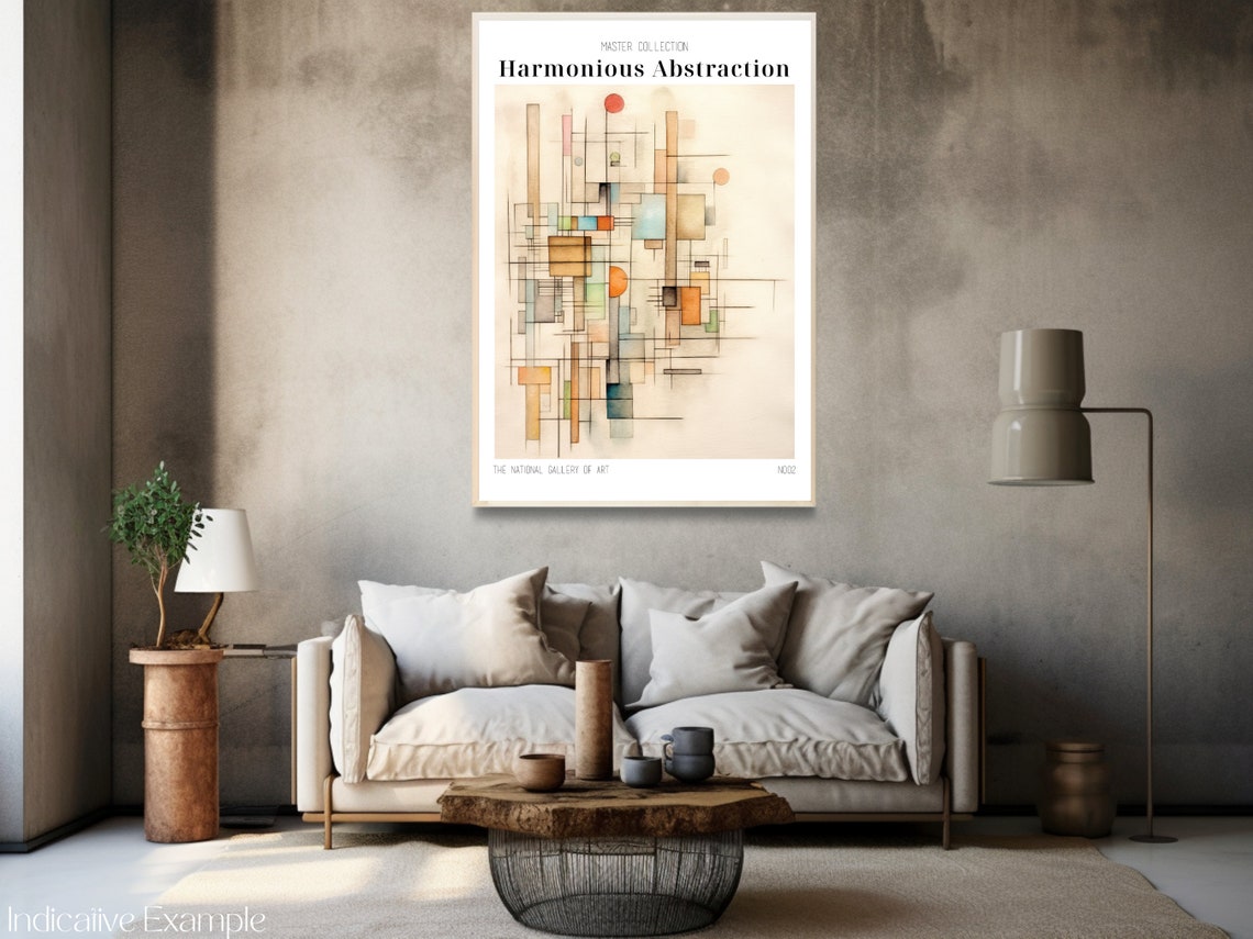 Harmonious Abstraction Beige Line Geometric Minimal Art Poster - Image 3