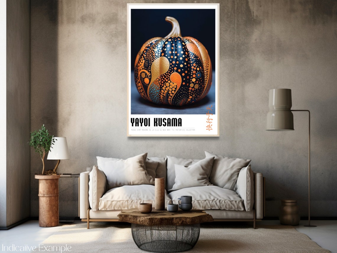 Yayoi Kusama Dark Gold Pumpkin Night Polka Dot Exhibition Poster - Image 3