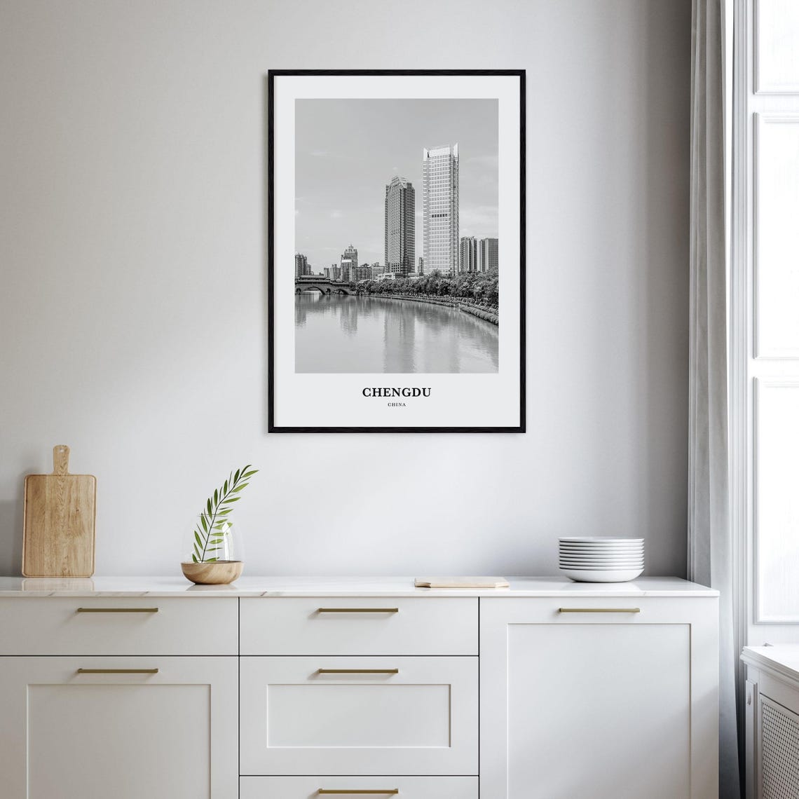 Chengdu China Modern Skyline with River Reflection View Poster - Image 2