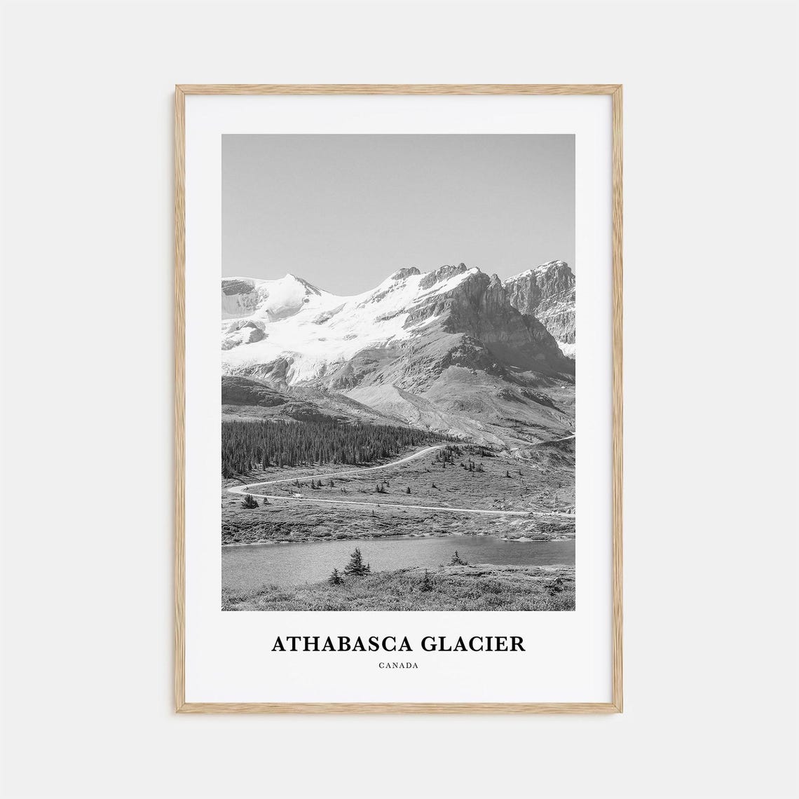 Athabasca Glacier Canada Rocky Mountain View Black and White Poster