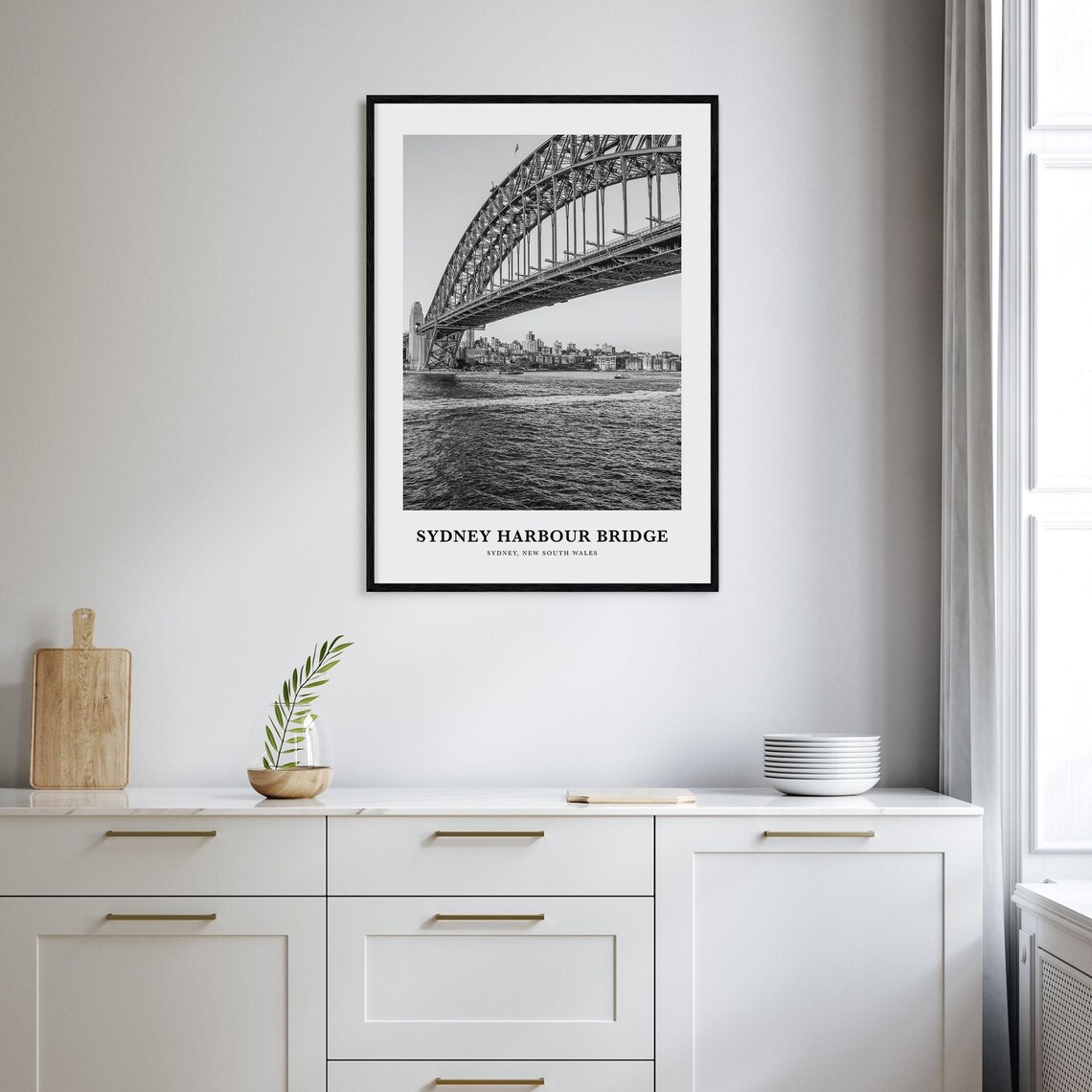 Sydney Harbour Bridge Arch Steel Black and White Travel Poster - Image 2