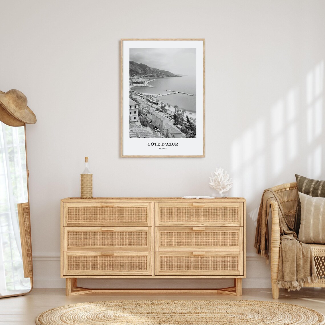 Cote dAzur France Riviera Coast Aerial Black and White Travel Poster - Image 3