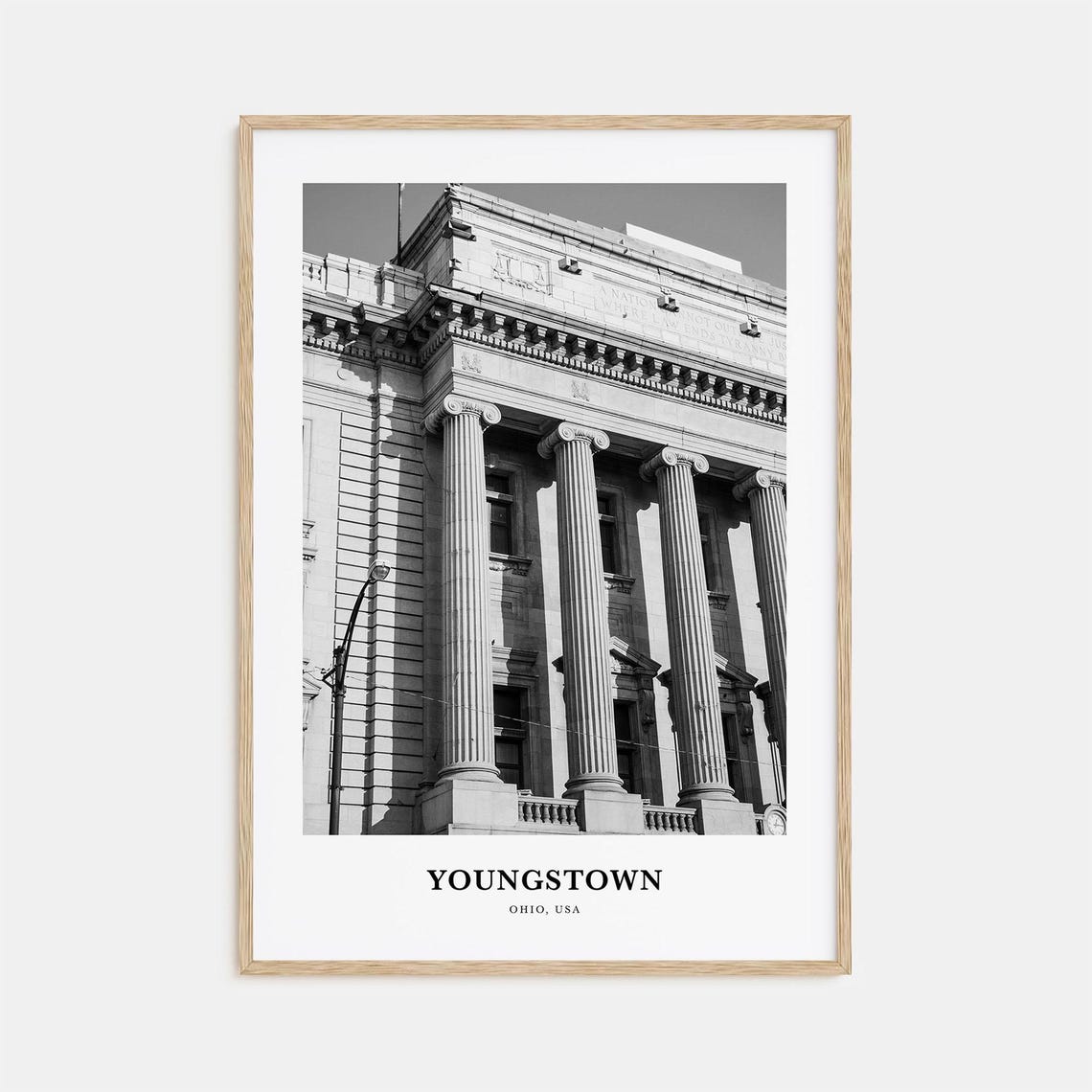 Youngstown Neoclassical Columned Building Ohio Travel Poster