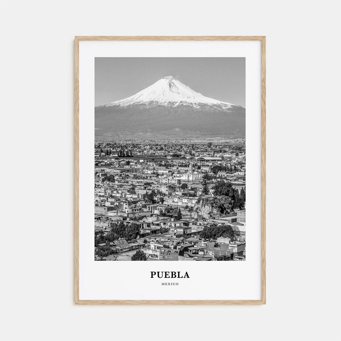 Puebla Mexico City Beneath the Snow Capped Popocatepetl Volcano Poster