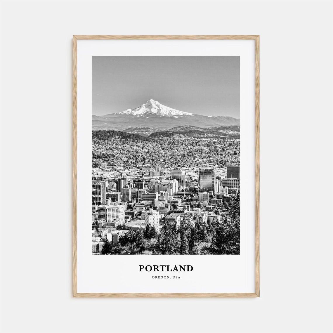 Portland Oregon Downtown Skyline With Snow Capped Mount Hood Poster
