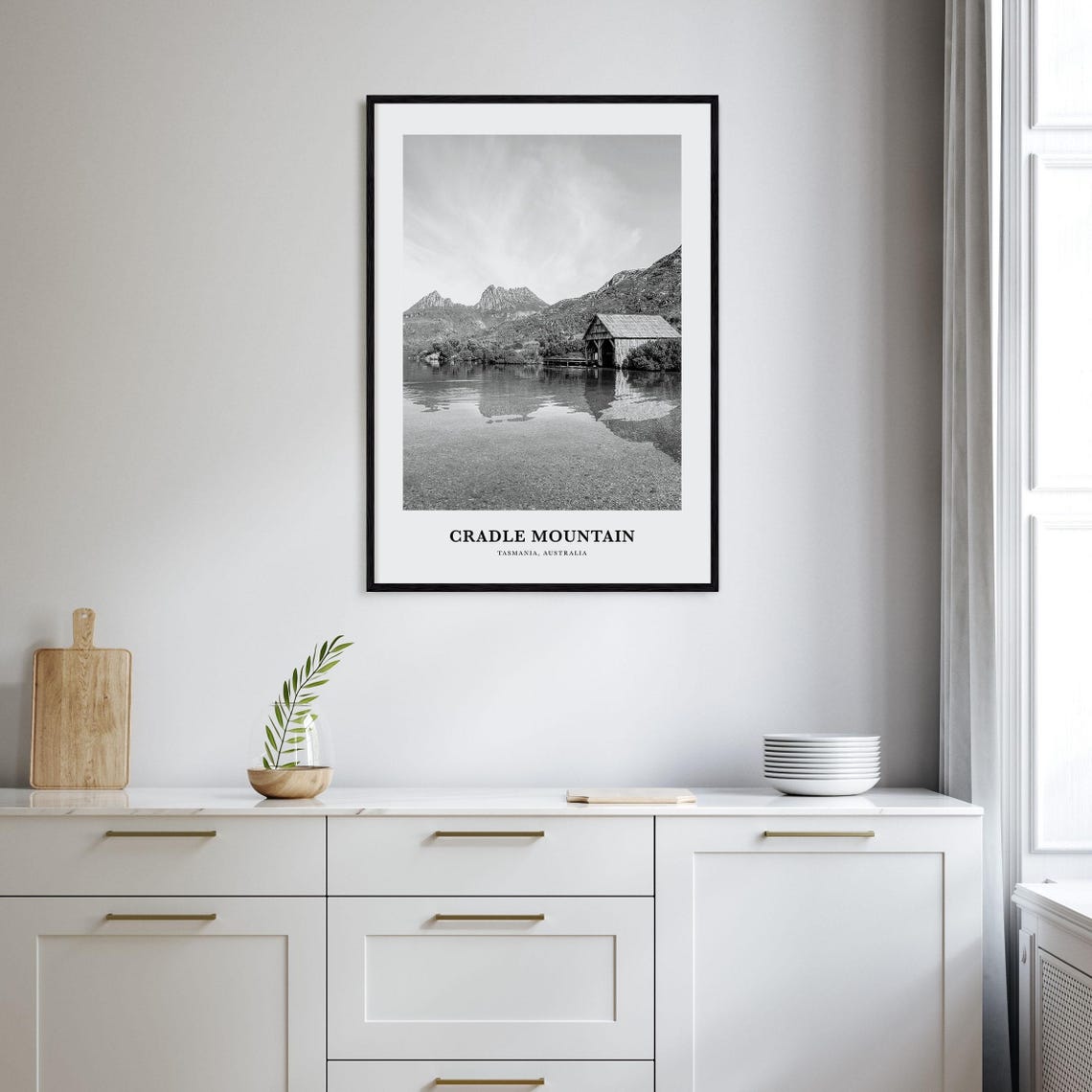 Cradle Mountain Tasmania Dove Lake Boathouse Black White Poster - Image 2